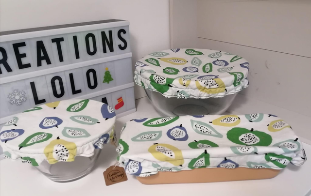 Lot de 3 charlottes alimentaires en coton enduit