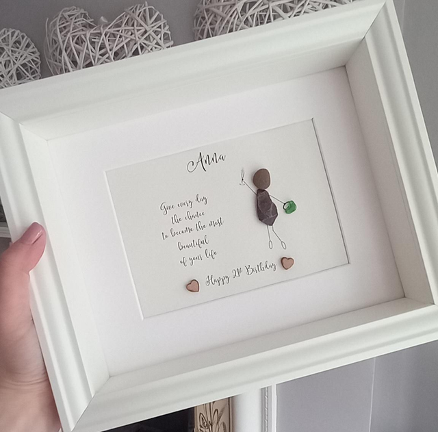 Personalised birthday pebble picture 16th 18th 21st 30th 40th 50th 60th  birthday gift, Best friend pebble frame Birthday gift for daughter