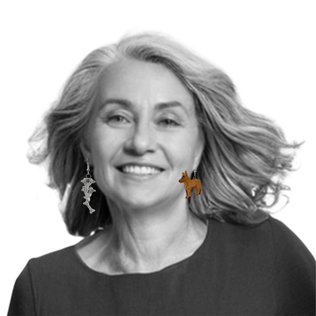 German Shepherd and bones earrings