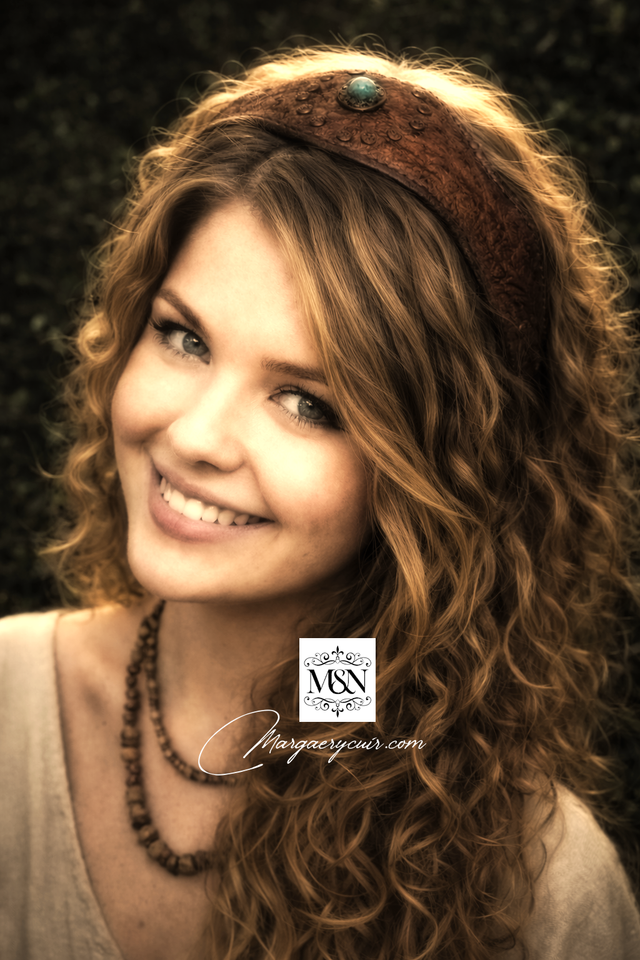 Bandeau en cuir d’autruche doublé vachette – Turquoise | Pièce unique