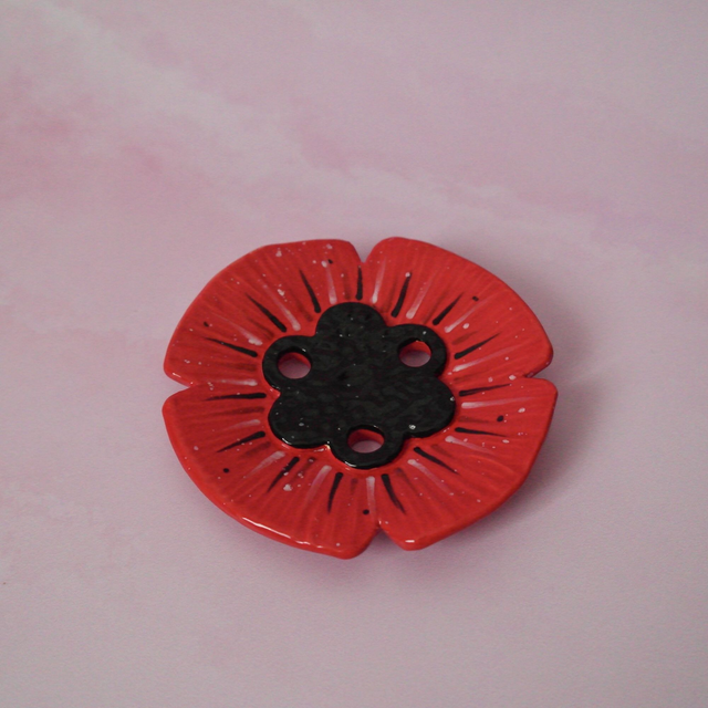 Pique-fleurs coquelicot en céramique