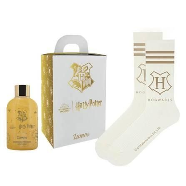 Harry Potter lumos con calzini oro