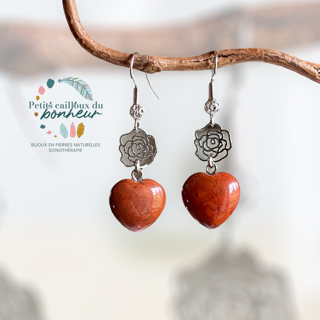 Boucles Jaspe Rouge – Vitalité &amp; Confiance
