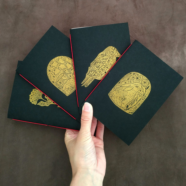 Mini carnet magique A6 - doré à la main