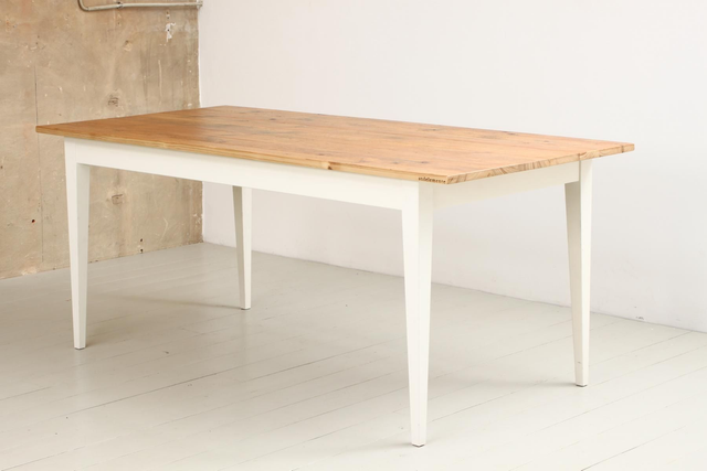 UNIK Tisch Altholz 180 x 85 cm, Oberfläche hell, kittweiß 