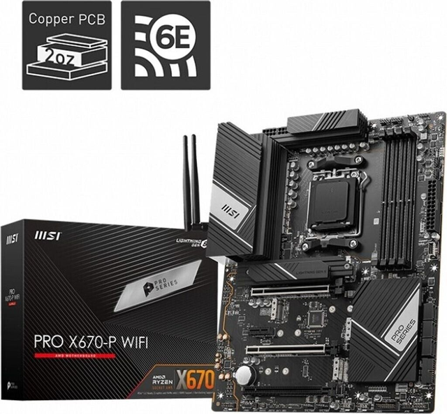 02.3.0014 – Scheda Madre MSI Pro X670‑P WiFi – ATX high‑end nera con WiFi 6E per Ryzen 7000/8000/9000