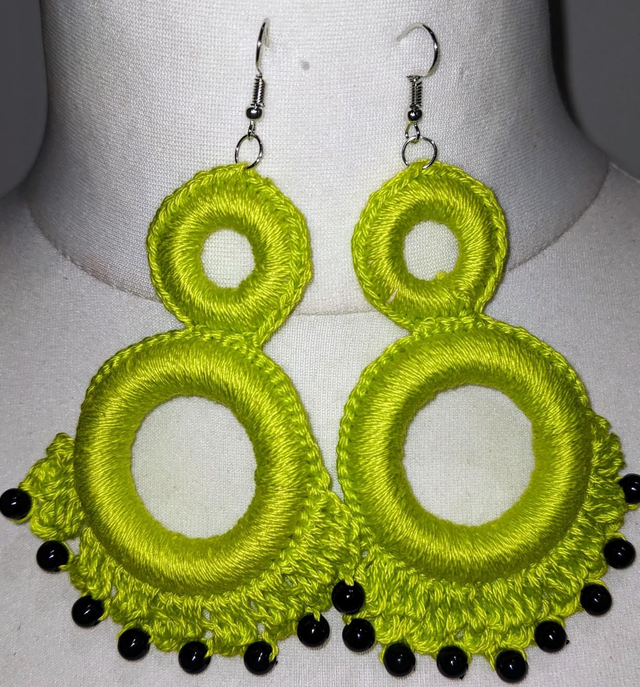 Double hoop earrings ( green)