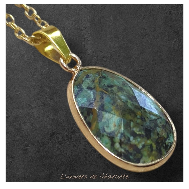 Pendentif "Turquoise africaine" sur chaîne PN-506