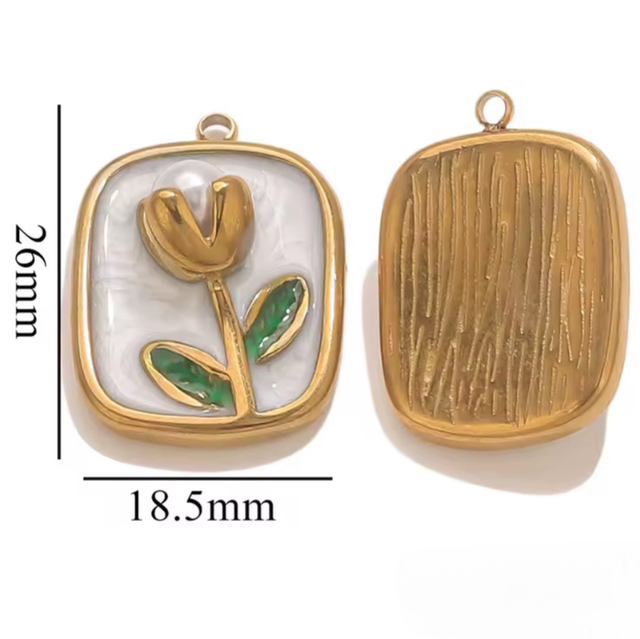 Charm rosa con perla 3d 