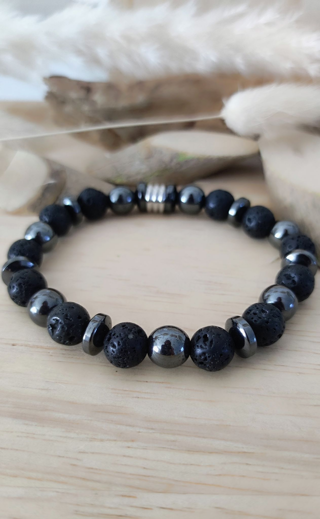 Bracelet Pierre de Lave et Hématite "Émotions négatives"