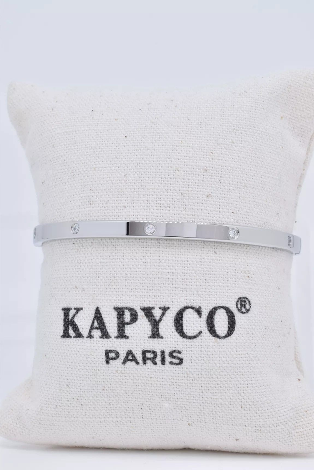 Bracelet jonc acier avec cristaux