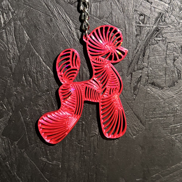 3D - Keychain Poodle Asian Fuchsia
