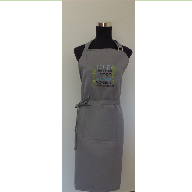 Schürze grau „Held Trainer Papa“