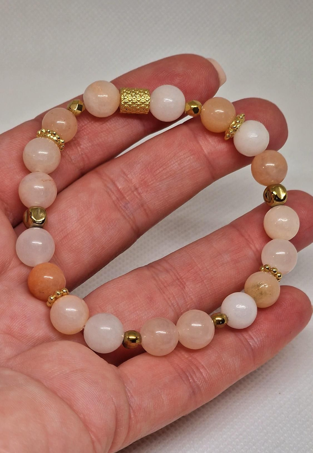 Bracelet d'Aventurine rose en 0,8 cm