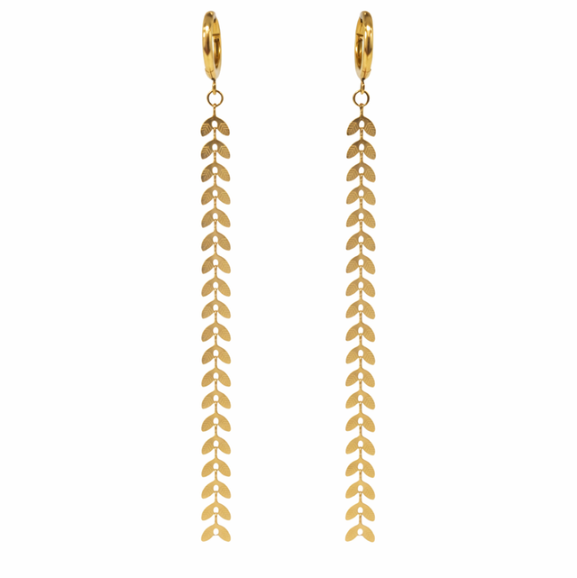 Pendientes largos acero con argolla mini 