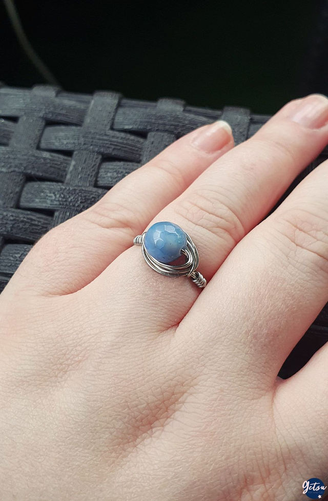 Bague en agate corn flower taille 56