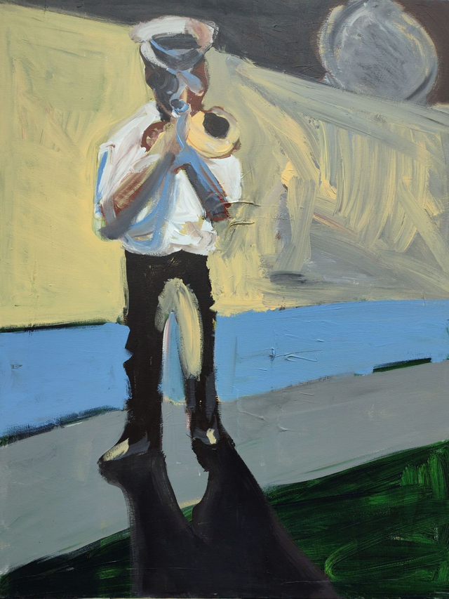 Trębacz jazzowy, 116x89 akryl płótno 2011