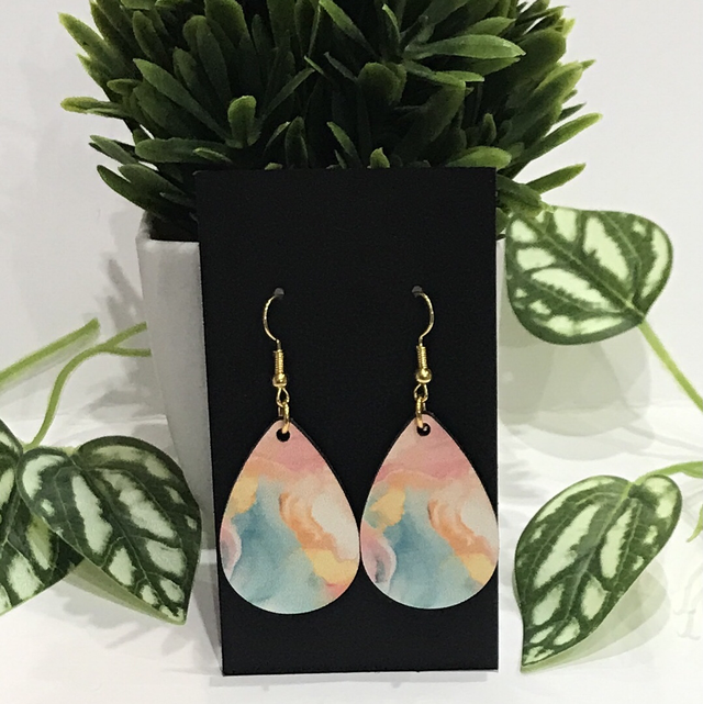 Wood Mixed Coloured Dangling Earrings- MSDE50