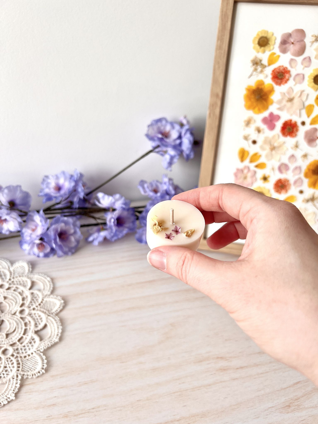 🌸 Mini bougie fleurie - parfum Orchidée Blanche (à l&#039;unité)