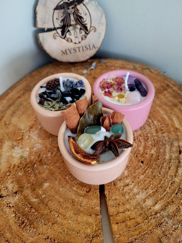 Lot de trois bougies (Protection / Bien-être / Abondance)