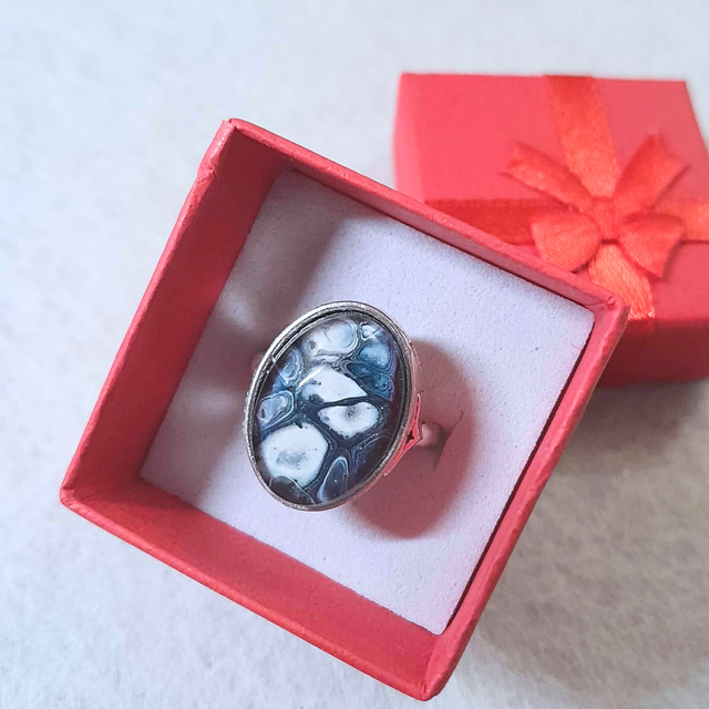 PIANO - Bague ovale - Métal argenté