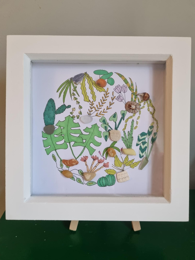 Large framed picture - 'botanicals'. Frame size 18cm x 18cm.