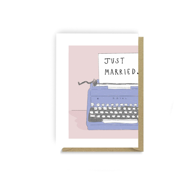 Just Married Typewriter Wedding Card