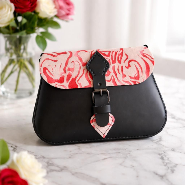 ✨️ PROMO ✨️ Sac Collection Amber - Noir et beige avec des motifs rouges