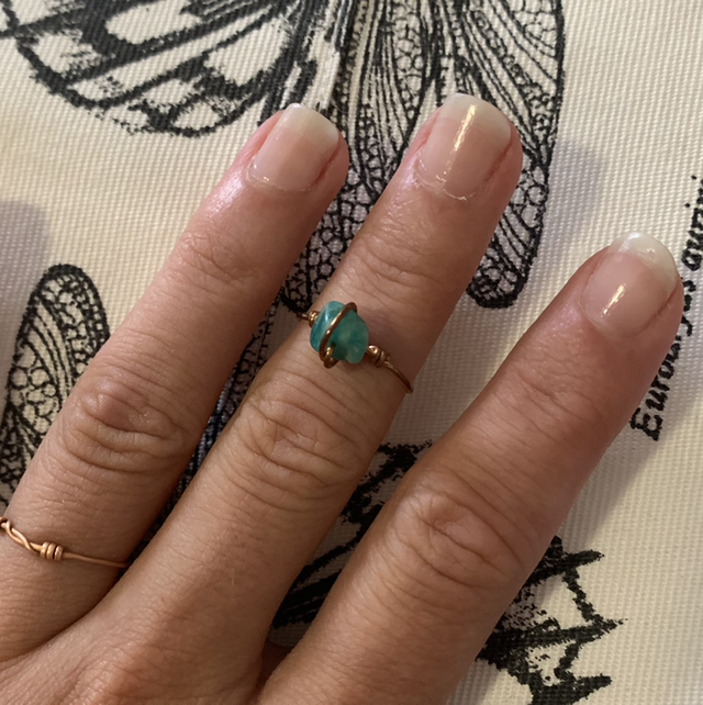 Bague Cuivre et Amazonite T47