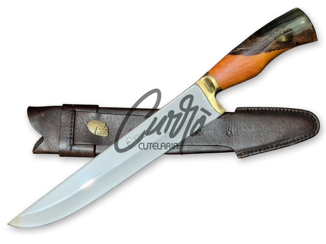 Faca Churrasco Elmo Cabo Híbrido Bala Aço Inox Bainha 10 Pol