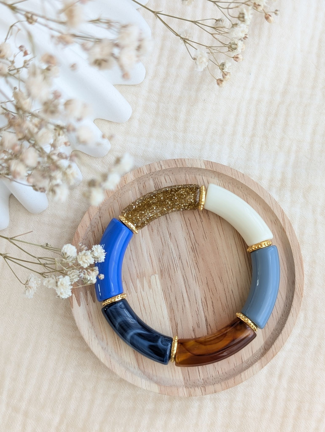 Bracelet jonc Marie bleu glitter