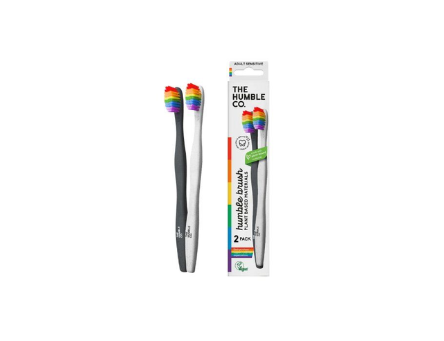 [The Humble Co.] Tandenborstel Plant-Based - Sensitive - Zwart/Wit - Proud - 2 St.
