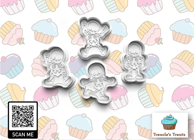 Halloween Skeleton Fondant/cookie stamps with cutters