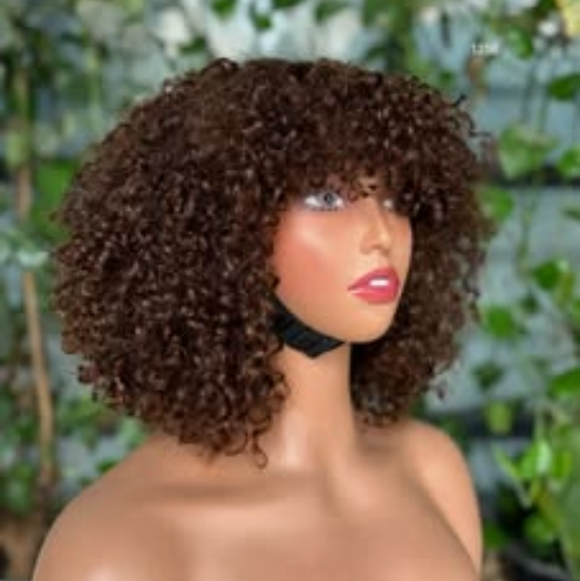 ✨ Perruque Bouclée 100% Cheveux Naturels – Couleur Châtain Chocolat ✨