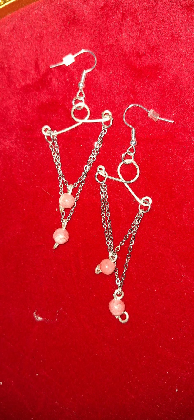 Persephone's spring blossoms in silver with Rhodonite, two earrings 