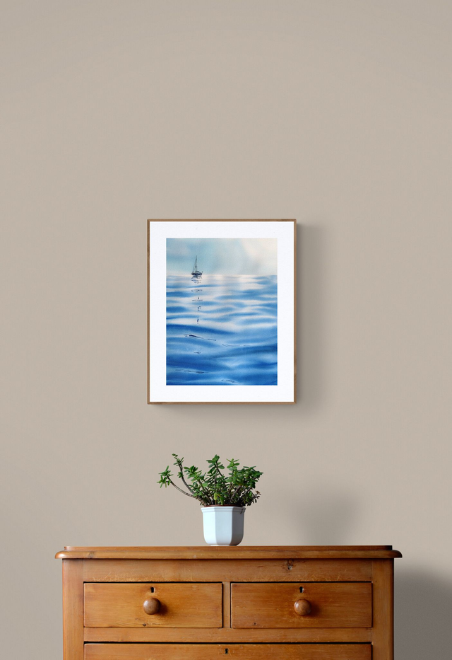 Velero a mediodía II - ORIGINAL 31 x 41 cm 