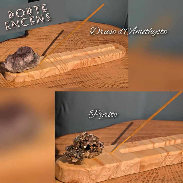 Porte encens et ses différents minéraux 