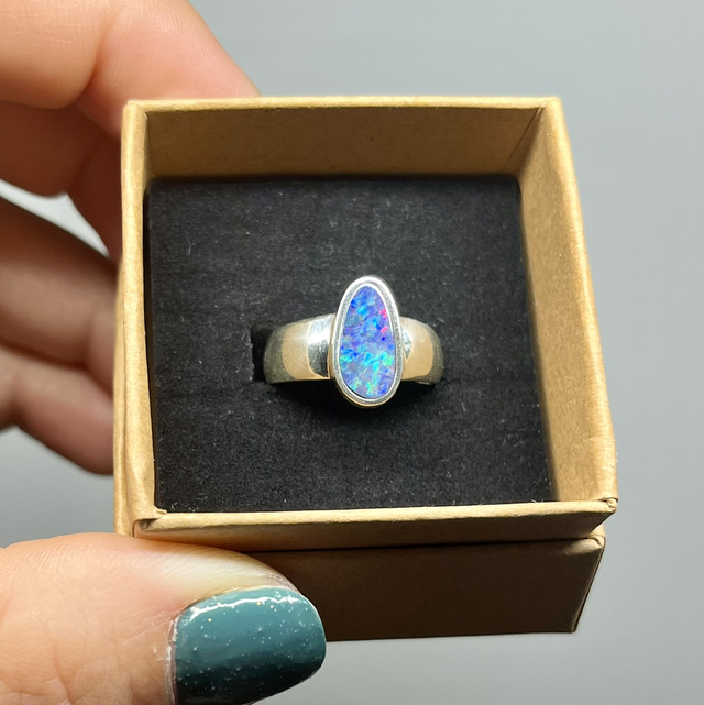 Bague en argent et Opale Australienne - Taille 56