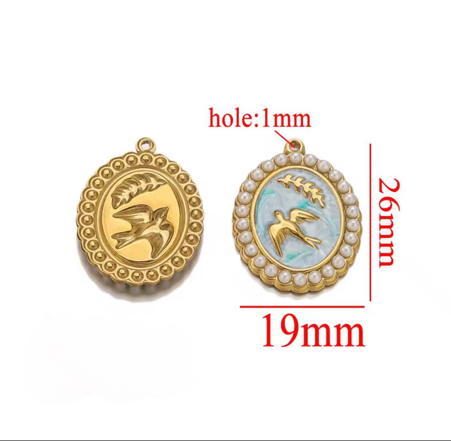 Charm cammeo uccellino base celeste 