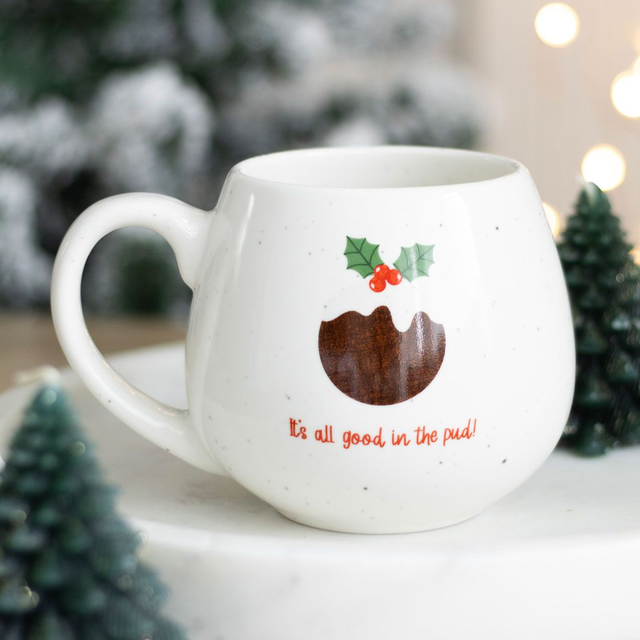All Good in the Pud Rounded Christmas Pudding Mug