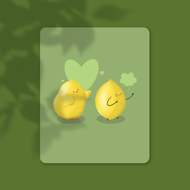 Amour poussin et citron - 13,9 x 10,7 cm