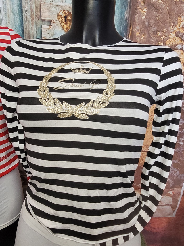 T-shirt Tendance rayé Noir et Blanc(A19)