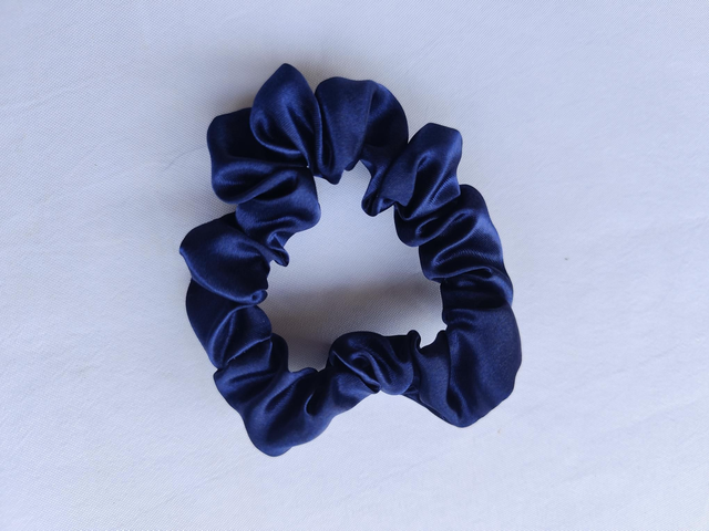 Chouchou satin M bleu nuit / unité  