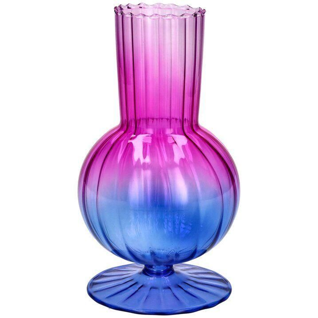 Jacquard, Vase mit Fuß und Farbverlauf, H20cm, lila, gs