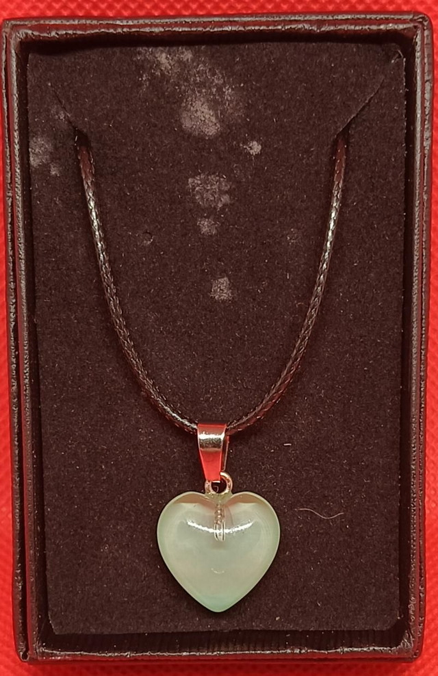 Teal Crystal Heart Pendant Necklace.