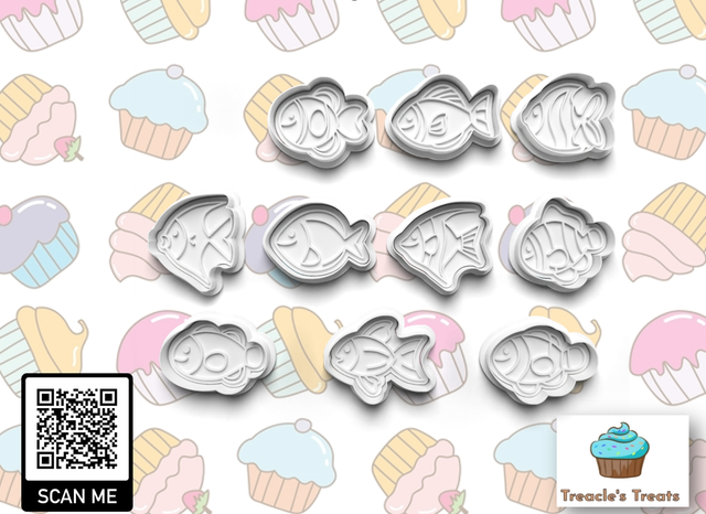 Fish Theme Fondant/cookie stamps with cutters 