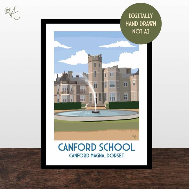 Canford School, Travel Poster Print - Vintage Style Dorset Wall Art