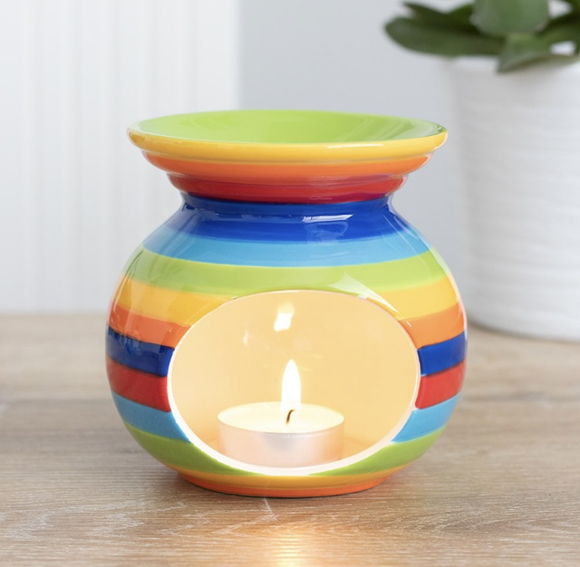 Rainbow Stripe Tealight Wax Burner 
