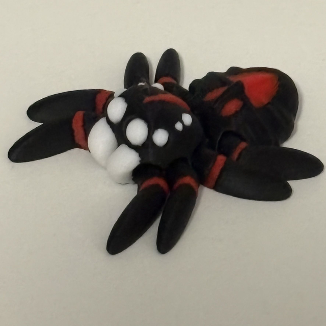 3D Printed Spider With Red Patches 