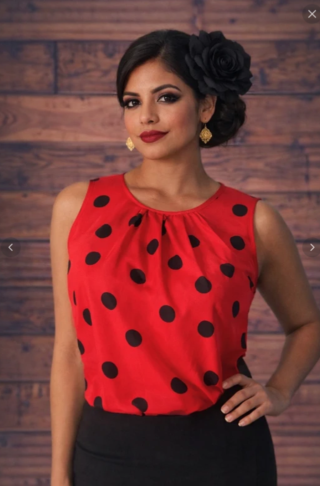 470 Taille L  Top satiné pois 